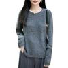 2026 A/W Plaid Wave Pattern Loose Pure Wool Knit Sweater - Women's Round Neck Long Sleeve