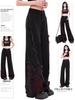 Women's Plus Size Frayed Retro Patchwork Butterfly Embroidery Washed Denim Wide-Leg Pants