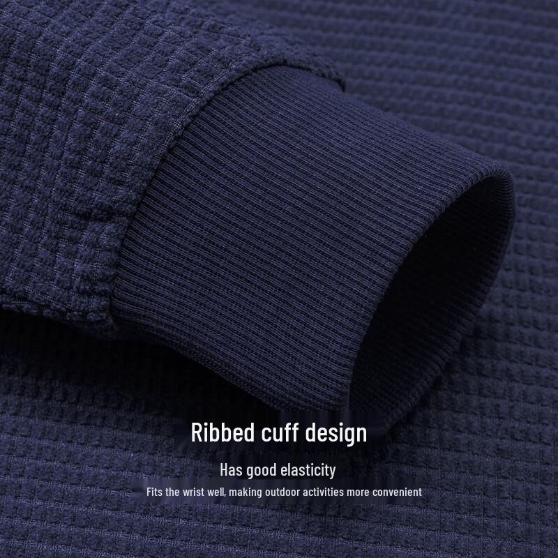 Shanshan Men's Waffle-Knit Round Neck Pullover Sweatshirt