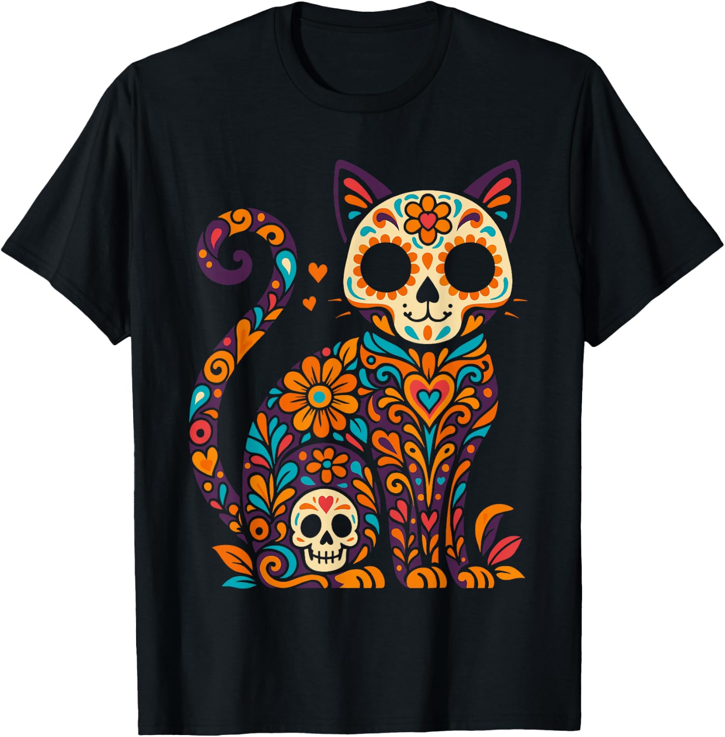 Dia De Los Muertos Cat Sugar Skull Shirt, Day of Dead T-Shirt XXXL