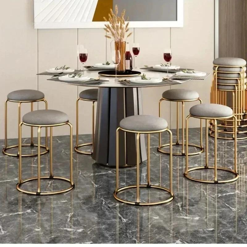 Rebar Round Stool Staable Soft Fabric Living Room Dining Table Bar Chair  Portable Lightweight Stool, Bedroom Dresser