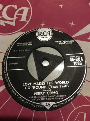 7inch Record PERRY COMO - Love Makes The World Go Round 45RCA1086 RCA 1958 UK Pop Used