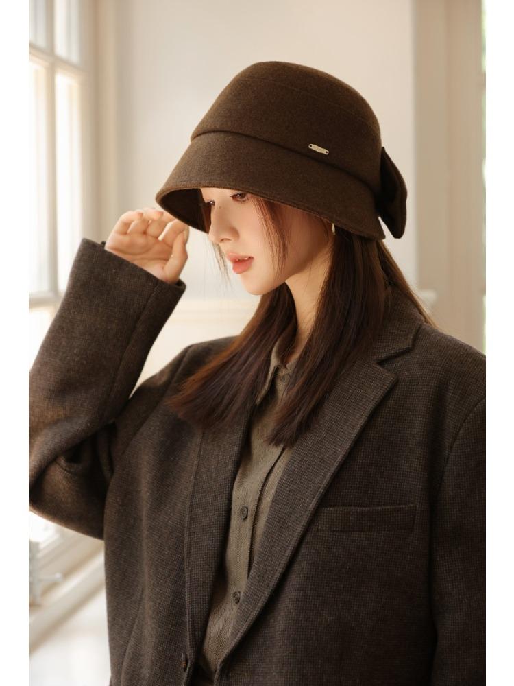 New Women's Autumn and Winter Solid Color Woolen Bucket Hat Top Hat Basin Hat Perfect for Cold Weather, Winter Headwear