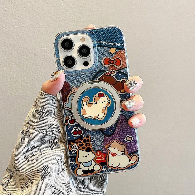 MiLing Cute Cartoon iPhone 15 Pro Max Case with Magnetic Stand