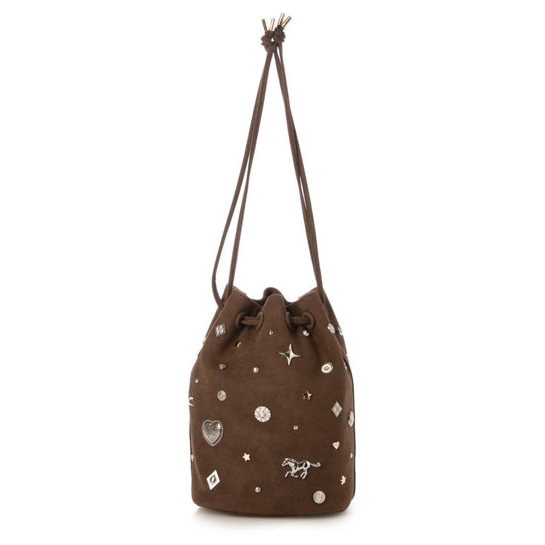 

studded drawstring bag Suede-like