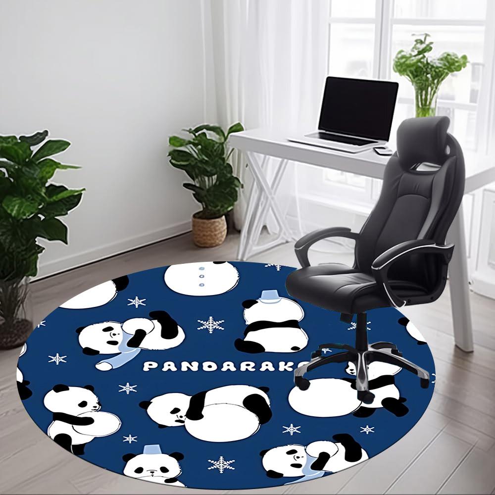 1pc Panda Snowflake Office Round Area Rug, Indoor Mat Suitable For Office, Under Office Chairs Bedroom Living Room Home Decor, Room Deco