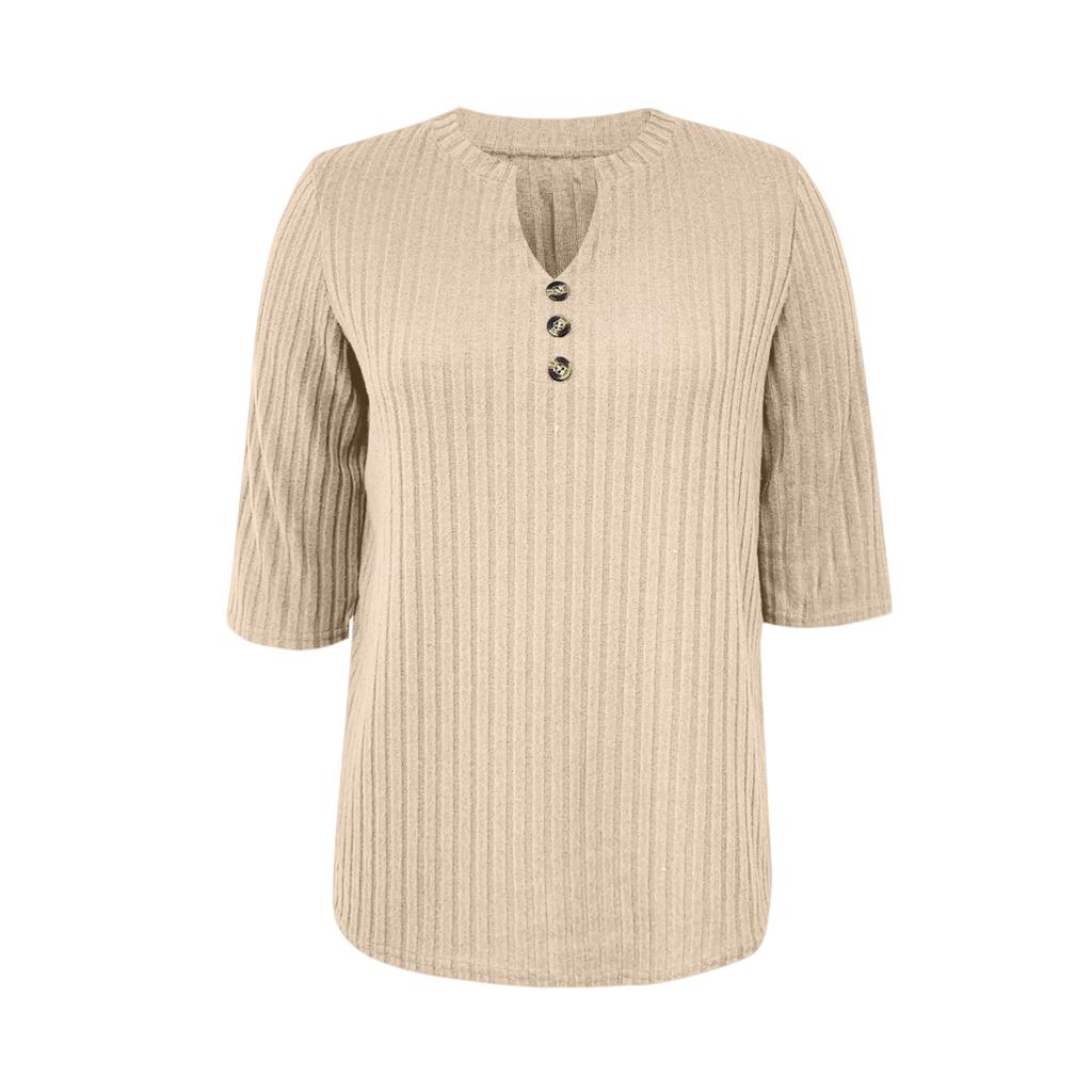 Women's Casual Fashion Comfortable V-Neck Button Sweater Warm Top