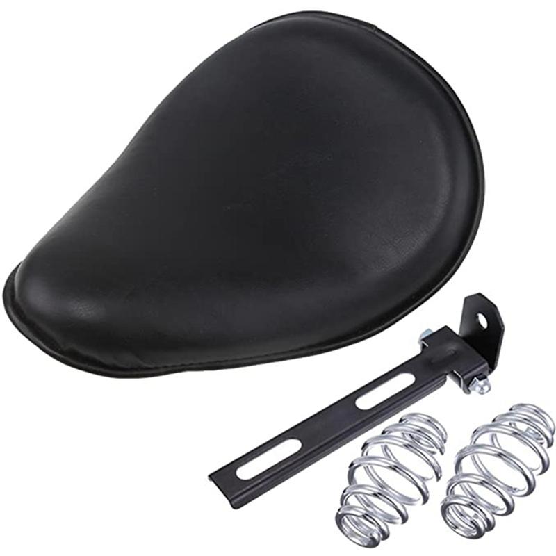 RR-Vintage Spring Leather Cushion Motorcycle Cushion Suitable For All Series Of Modified Black Without Plate