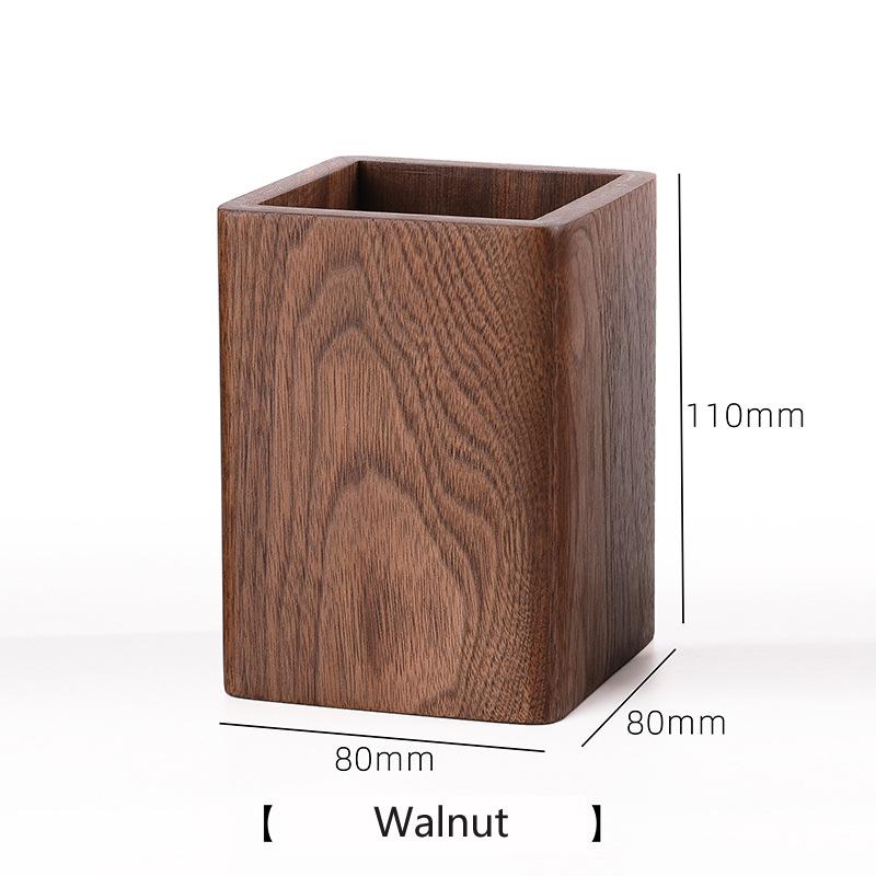 

HeMu Solid wood creative pen holder black walnut desktop storage box simple Japanese style learning office stationery gift