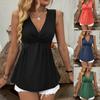 Women's Fashion Casual Solid Color Print Sleeveless V Neck Blouses & Shirts