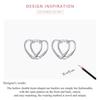 Bisaer 925 Sterling Silver Simple Fashionable Heart Shape Stud Earrings for Women Wedding Fine Jewelry