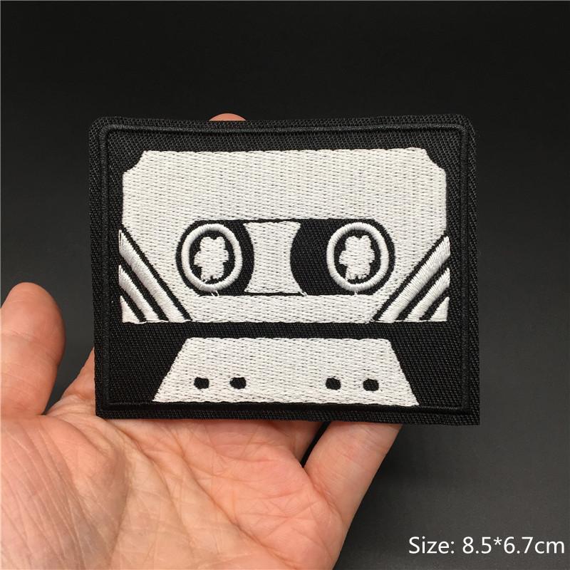 Flame Guitar Rock Embroidered Patches On Clothes Music Disco Headset Dj Punk Stripes Iron On Patches For Clothing Diy Appliques