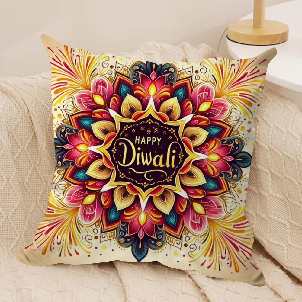 Diwali Festival Cushion Cover Soft Plush DoubleSided Printed Sofa Pillow Cushion Cover  Cozy AllSeason Durable Decor Gift 30x30cm