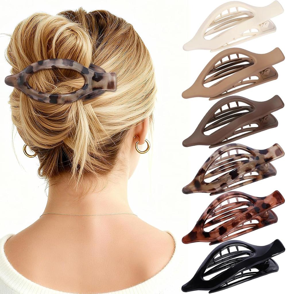 Pinze Piatte per Capelli da Donna - 6 PEZZI Pinze Piatte Francesi a Pinza Media per Ragazze Pinze a Pinza Grandi per Capelli Spessi o Sottili Tenuta Forte Antiscivolo