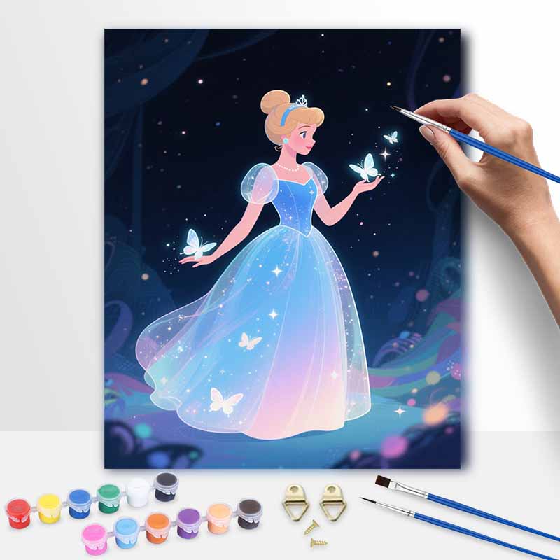 Disney Cinderella oil painting hand painting coloring painting handmade diy home decoration gift 20x30cm