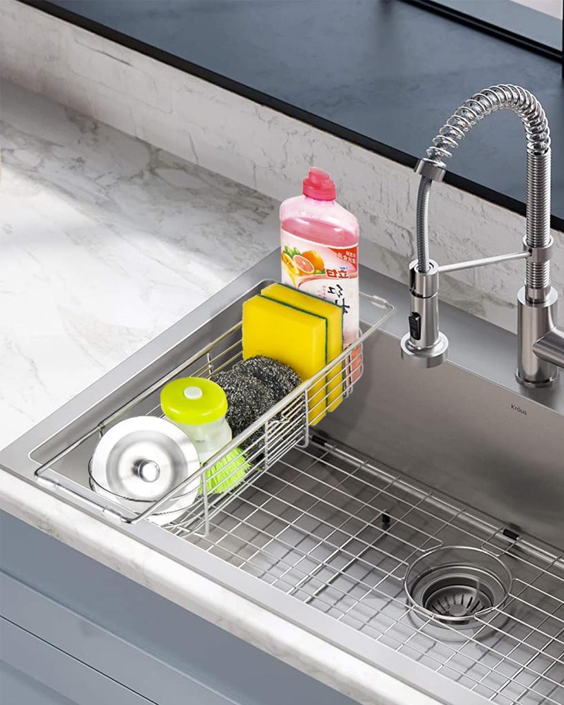 YQh Aquarium Asphalt Aquarium Shanghai Cotton Sponge Kitchen Detergent Storage Bottle Extendable Length Made of Stainless Steel Shelf, Shelf, Holder,