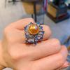 Tiktok Cross-border Australian Fritillary Pearl Micro Set Blue Ring Fashion Adjustable