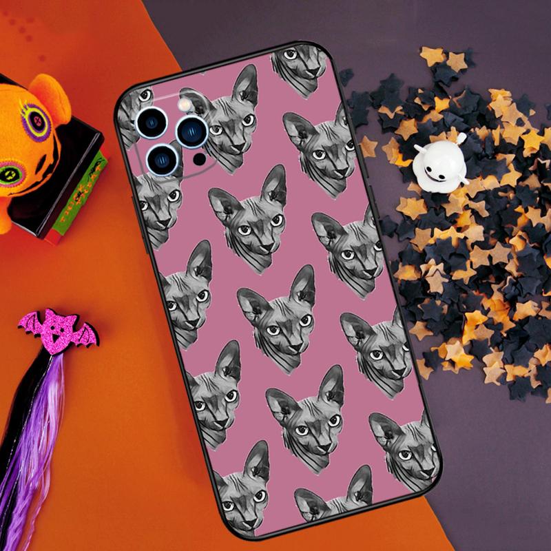 Sphynx Cat Bumper Case For iPhone 16 15 14 Pro Max 11 12 13 Pro Max Mini XR 16e 16 15 Plus Phone Cover