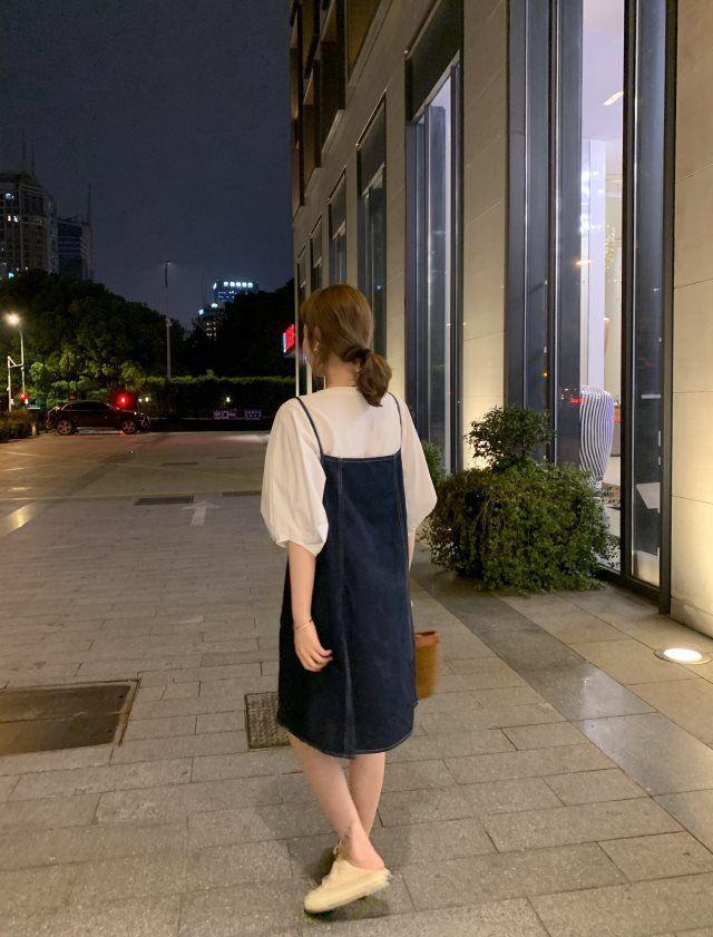 Women's Two-Piece Denim Overall Dress, Summer 2026 European Fashion, High-End Slimming Casual Suspender Skirt