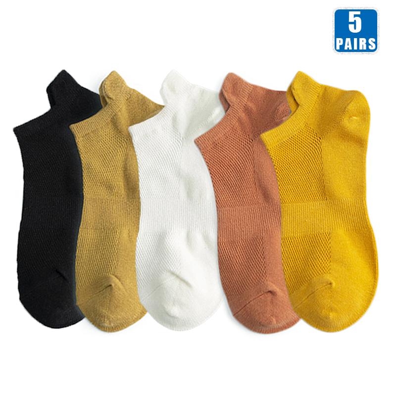5 Pairs Men Cotton Short Sock Crew Ankle High Quality Breathable Summer Women Compression Casual Soft Solid Color Socks for Male