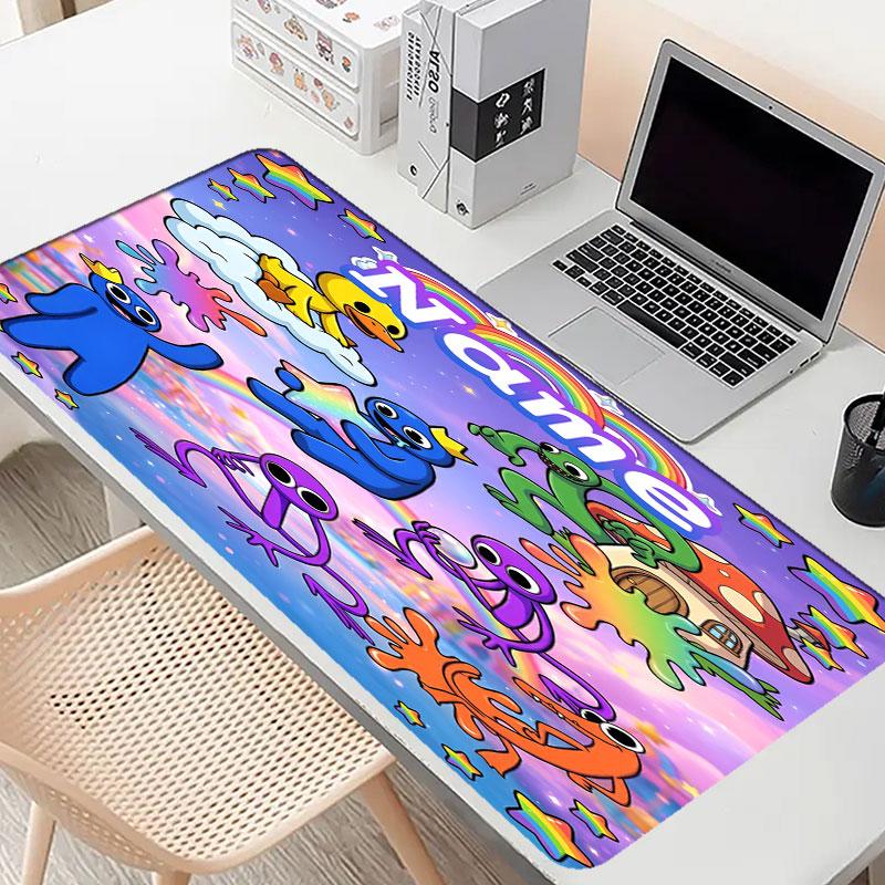 Custom Name Personalized Game Rainbow Friends Pattern Mousepad, Laptop PC Desk Mat, Decorative Desk Mat for Home Keyboard Pad Gift