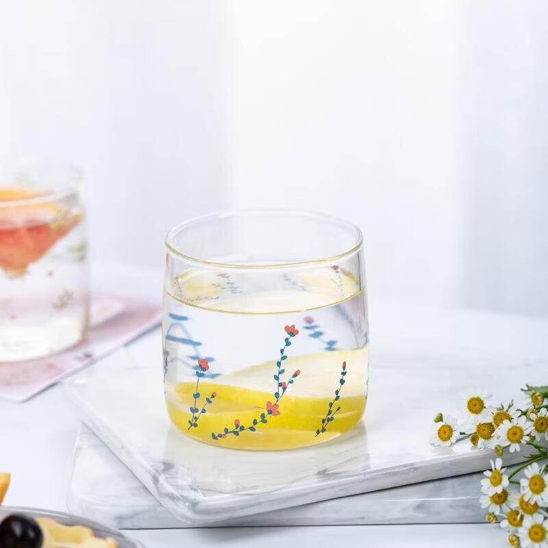 Ins Style Forest Green Leaf Borosilicate Glass Cup Set