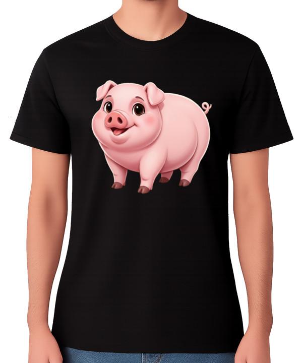 Cute Pink Pig Cartoon Farm Animal Lover T-Shirt Illustration Gift Unisex Tee S разноцветный