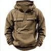 2025 Men's Autumn/Winter Hooded Solid Color Workwear Sweatshirt Jacket