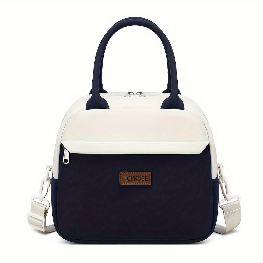 Non Food Contact Insulated Lunch Bag with Shoulder Strap Large Capacity, Oxford Fabric, Black White Design