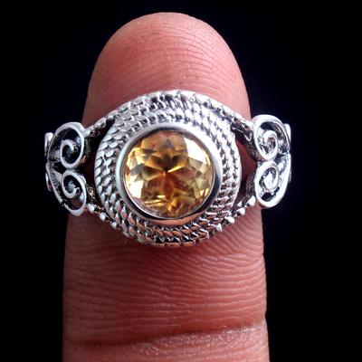 Citrin-Edelstein-Ring, 925er Sterlingsilber, November-Geburtsstein, Schmuck, Statement-Ring, Damenring