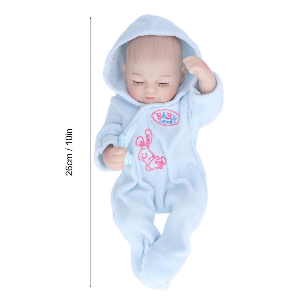 10inch Reborn Dolls Soft Silicone Delicate Facial Details Washable Lifelike Baby Doll Toy with PajamasBlue