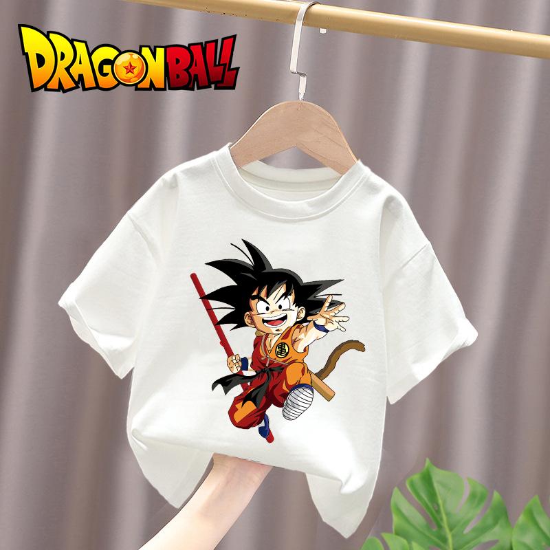 Dragon Ball Fiúk Fehér Pamut Póló Sun Goku Kisgyermek Rövid Ujjú Pólók Rajzfilm Nyári Ruhák Kawaii Felsők Születésnapi Ajándékok