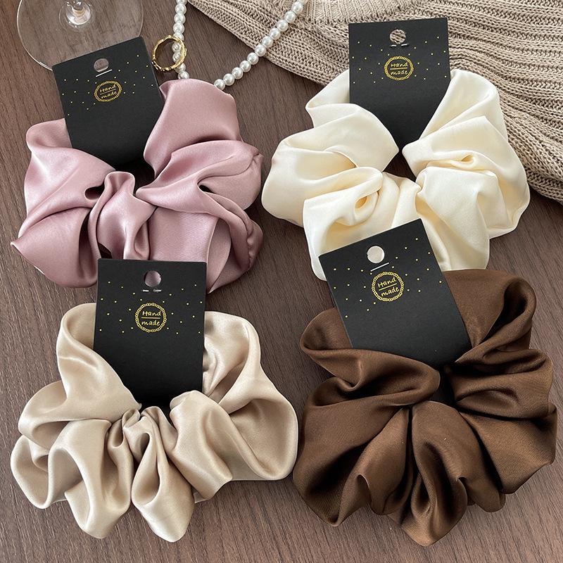 2026 Morandi Jumbo Satin Scrunchie - 15cm, Solid Color, Elegant, High-Quality Hair Tie