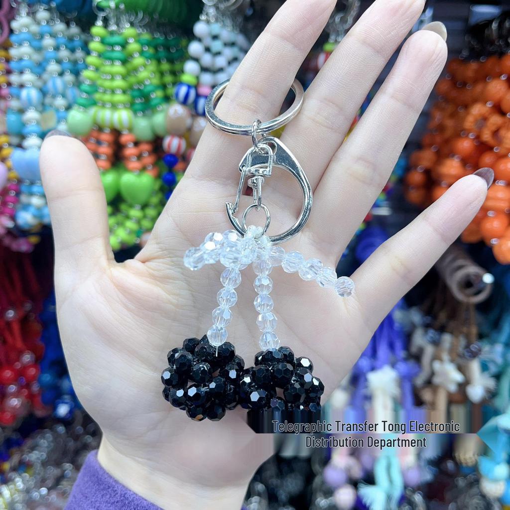Korean Style Beaded Bow Heart Keychain & Phone Case Charm