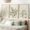 3pcs Frameless,Sage Green Plant Leaf Watercolor Wall Art Decor,Retro Plant Creative Canvas Poster Printing,Simple Home Decor