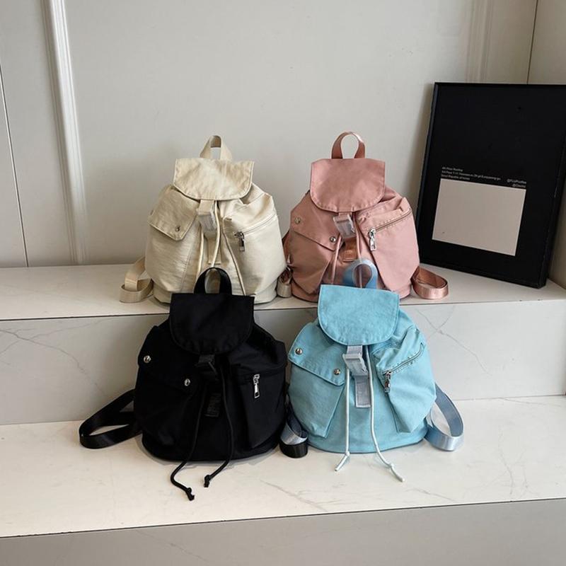 Women's Lightweight Nylon Candy Color Backpack Fashion Large Capacity Summer Travel Shoulder Bag Student Schoolbag For Outdoor Daily Use CLE