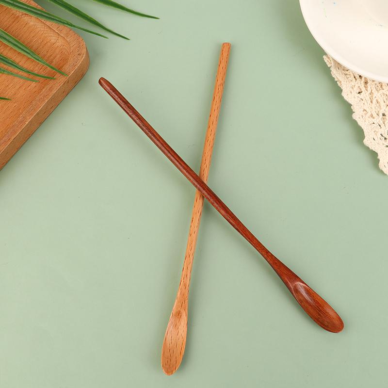 1Pc Wooden Spoon Kitchen Cooking Utensil Honey Dessert Coffee Soup Teaspoon Catering For Kitchen Long Handled Wooden Spoon