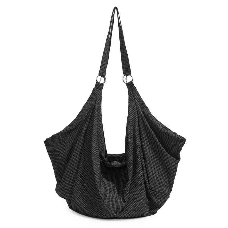 Relaxation anti-splashing casual shoulder bag large capacity simple plaid literary messenger bag flow versatile dumpling bag