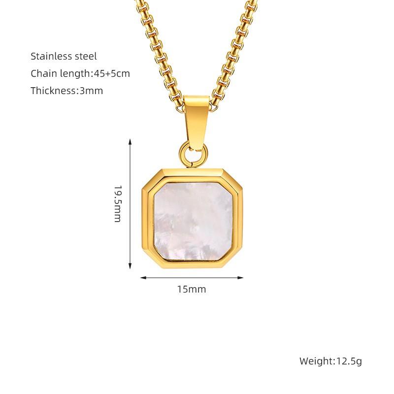 Titanium Steel Geometric Pendant Necklace Men Women Hypoallergenic Fashion Jewelry With Turquoise Accent