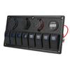 Car Boat Rocker Switch Panel Blue LED Light with Dual USB Voltmeter Cigarette Lighter 12‑24V for Yachts Ships Caravans