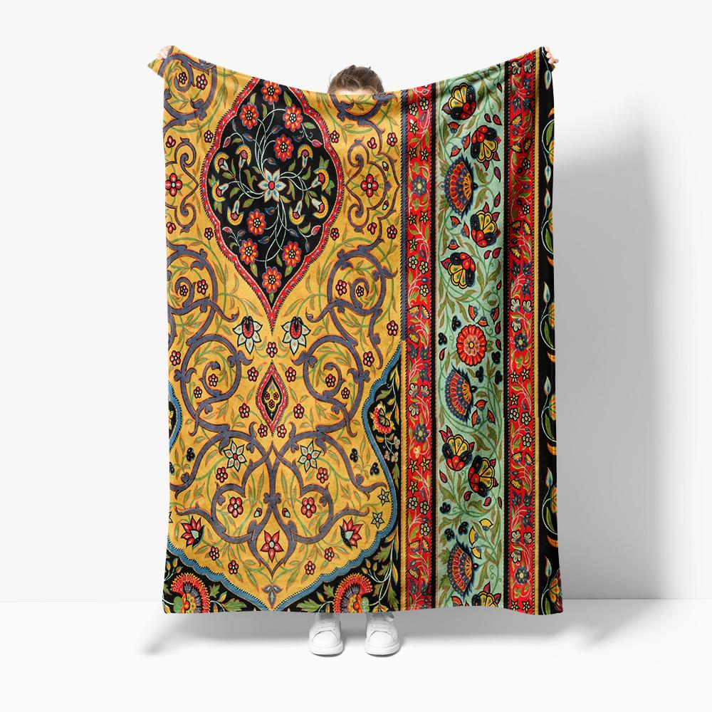 

Vibrant Paisley Floral Printed Decorative Blanket Throw Sofa Bed Cover Cushion for Home Living Room Bedroom 75x100cm