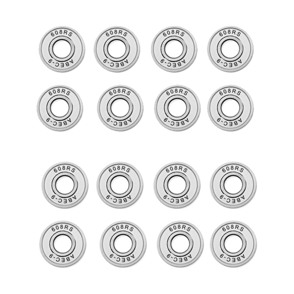 16 Pack Ball Bearings 608rs, Metal Miniature Deep Groove Ball Bearings for Skateboards, белый
