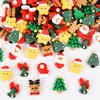 20/40Pcs Mini Christmas Resin Figurine Crafts Cute Reindeer Xmas Tree Santa Claus Flatback Cabochon Ornaments DIY New Year Gifts