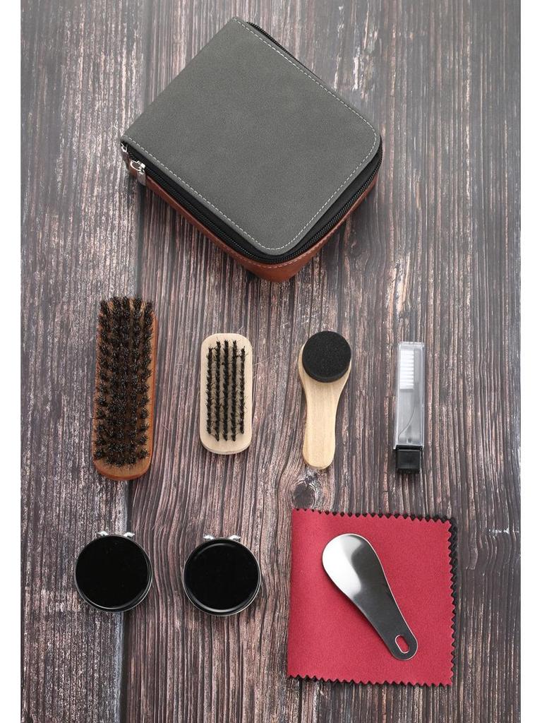 11-Piece Horsehair Shoe Polish and Leather Care Kit