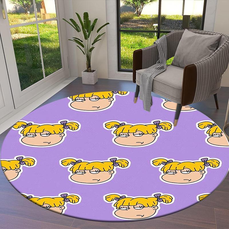 1pc Annoyed Sticker Pattern Round Carpet, Made of Polyester,Perfect for Decorating Office Chairs, Living Rooms,fplt129