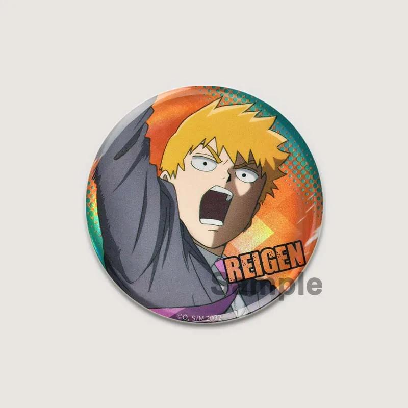 32/44/58mm Japanese Anime Mob Psycho 100 Badges On Backpack Accessories Lapel Pins Cartoon Brooches for Clothes Bag Decor Fans Gifts
