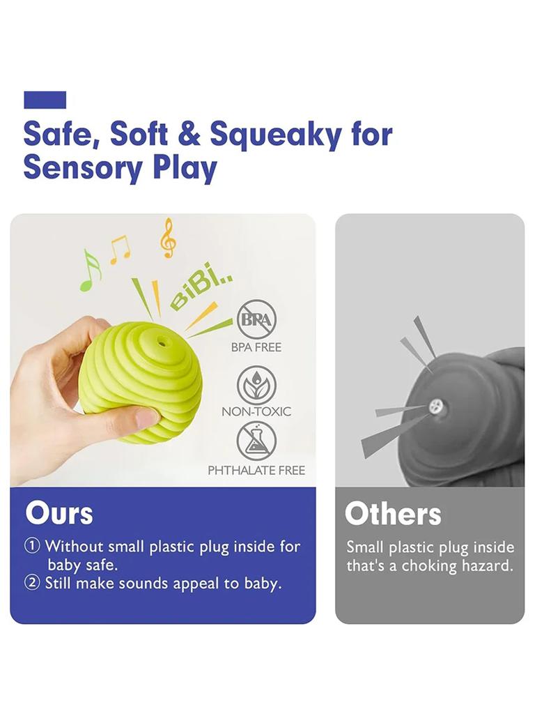 6PCS Baby Sensory Balls Soft Textured Touch Ball Infant Massage Toy Rattle Senses Learning Toys For Children