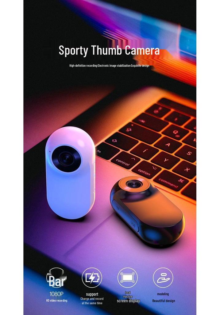 1080P HD Anti-Shake Thumb Action Camera with Lapel Clip for Cycling, Pets, Vlogs & More