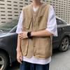 Gilet Cargo pour Homme Sans Manches Simple Boutonnage Poches Design Sports Couleur Unie Multi Gilet Vêtement de Rue Extérieur