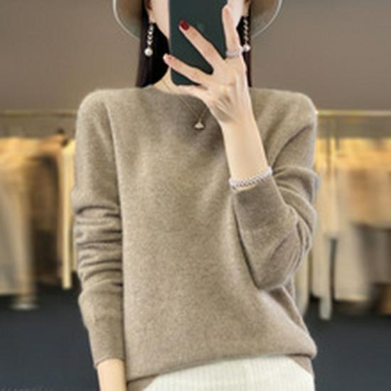 Women's Round Neck Knit Cardigan - Korean Style Loose Sweater, Garter Stitch Outerwear for Spring and Autumn